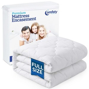 Waterproof Mattress Pad, Soft Bamboo Viscose Fitted Mattress Cover, Breathable Cooling Cover with Deep Pocket Fits Up to 16", Machine Washable - 1 of 4