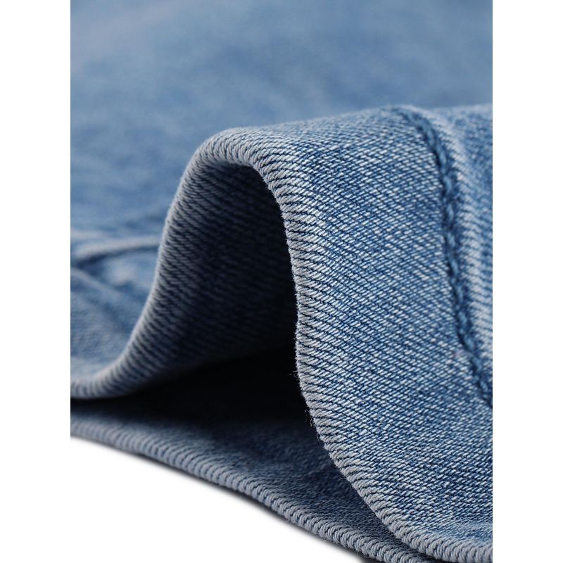 Allegra K Women's Cropped Denim Jacket 3/4 Sleeves Frayed Casual Collarless Jean Jackets, 5 of 6