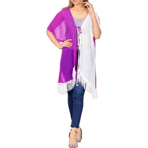 LA LEELA Women's Summer Vacation Beachwear Mini Bathing Suit Open Front Boyfriend Holiday Swimwear Coverups Duster Cardigan - 1 of 4