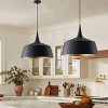 Dewdrop Contemporary Black Dome Pendant Light Hanging Lamp with Gold Interior ETL Listed Adjustable Fixture for Kitchen Island Dining Room - 3 of 4