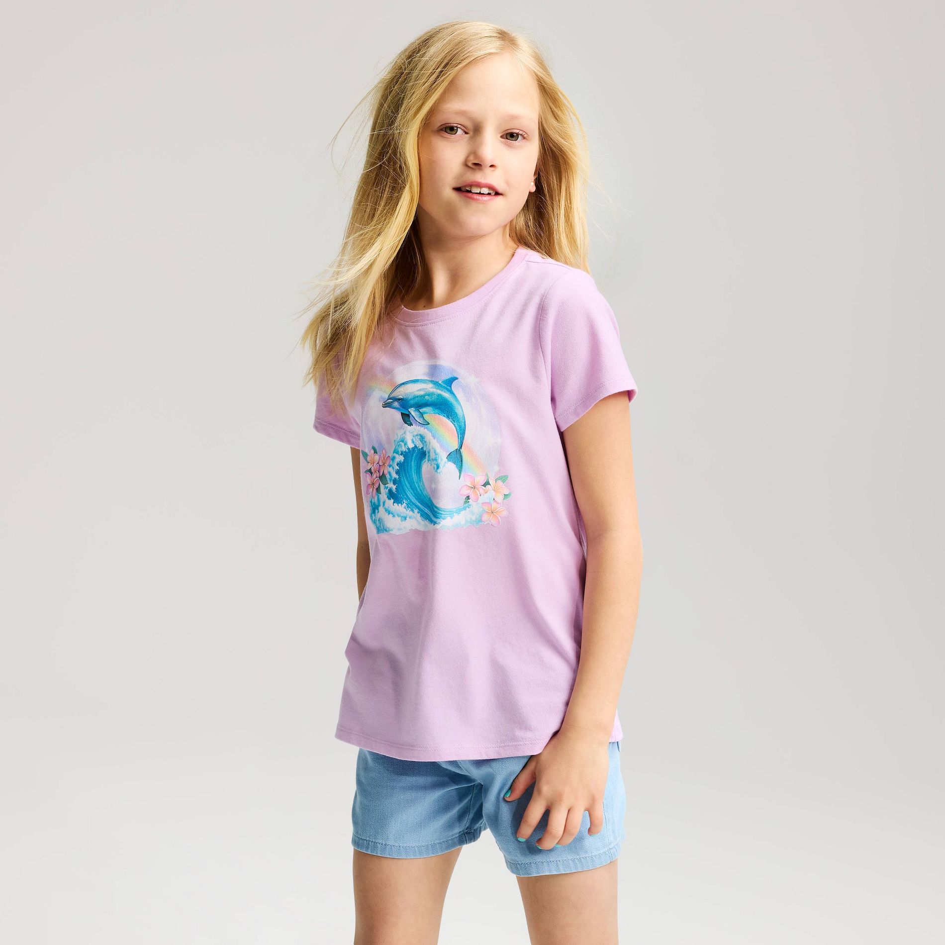 Girls' Short Sleeve 'Mythical Dolphin' Graphic T-Shirt - Cat & Jack™ Lilac Purple