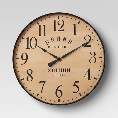 26&#34; Grand Central Station Wall Clock Tan/Black - Threshold&#8482;