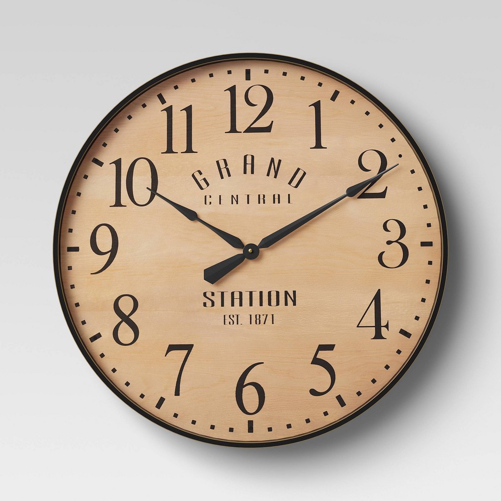 Photos - Wall Clock 26" Grand Central Station  Tan/Black - Threshold™