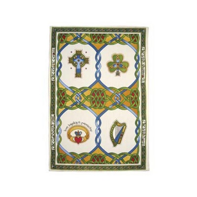Slickblue Emblems of Ireland Tea Towel – 100% Cotton Celtic Symbols Kitchen Towel 29.5x19.7 Inches