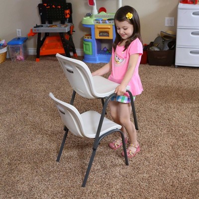 Lifetime 4pk Children's Commercial Stacking Chair Almond Brown: Easy Clean, No Assembly, Metal Frame, Ages 3-9