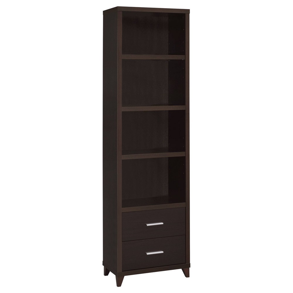 Photos - Display Cabinet / Bookcase Lewes 2 Drawer Media Storage Tower with 4 Shelves Cappuccino Brown - Coast