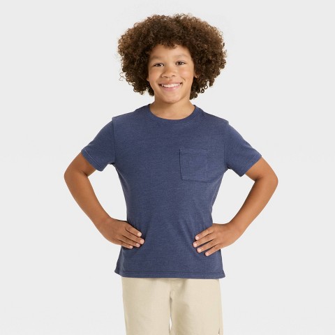Детские Cat & Jack Boys' Short Sleeve Washed Pocket T-Shirt - Cat & Jack™ Black M: Midweight Jersey, Pullover