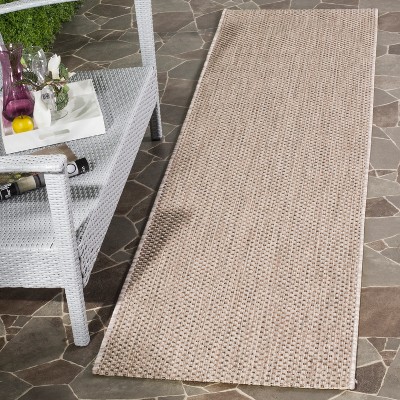 Beige and Brown Synthetic Non-slip Indoor/Outdoor Rug