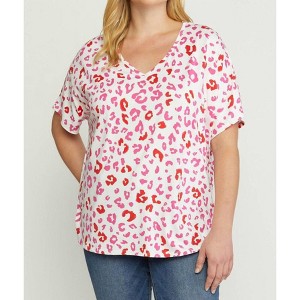 Women's Leopard Print Plus Top - entro - 1 of 3