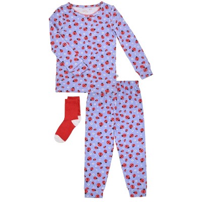 Sleep On It Infant & Toddler Girls 2-Piece Super Soft Jersey Snug-Fit Pajama Set with Matching Socks