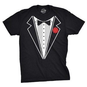 Mens Black Tuxedo T Shirt Funny Lazy Wedding Fake Suit Fancy Marriage Tee - Crazy Dog Men's T Shirt - 1 of 4