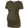 Clearlove Maternity Tunic Tops Maternity Shirt Side Button and Ruched Maternity Tunic Tops Maternity Short Sleeve T-Shirts - 2 of 4
