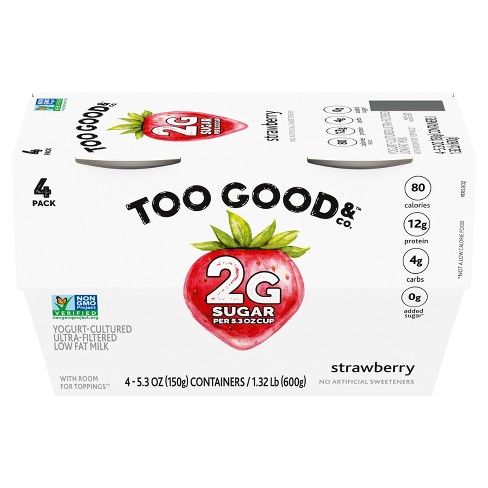 Too Good Low Fat Lower Sugar Strawberry Greek Yogurt - 4ct/5.3oz Cups - image 1 of 4