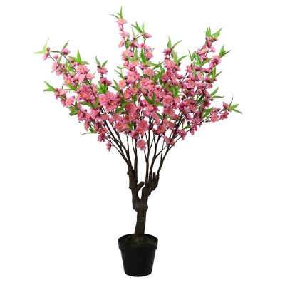 Northlight 43.5" Artificial Potted Peach Floral Blossom Tree