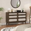 52.1" Rattan Bedroom Dresser, 6 Drawer Wood Dresser - Frame Feet, Charging Station, Large - 4 of 4