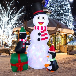 Costway 6 FT Inflatable Snowman & Penguins Christmas Decor w/Colorful LED Lights - 1 of 4