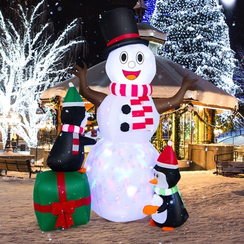 Costway 6 Ft Inflatable Snowman & Penguins Christmas Decor W ...