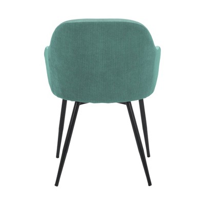 High-Back Two-Tone Teal Velvet Arm Chair with Black Metal Legs