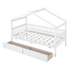 TIRAMISUBEST Twin/Full Size House Bed with 2 Storage Drawers, Wooden House Platform Bed with Fence Guardrails and Roof Design for Kids - 4 of 4