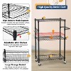 LunaLulinlk 3-Tier Storage Wire Rack Metal Storage Shelf Heavy Duty Shelf With Wheels For Home,Black - 4 of 4