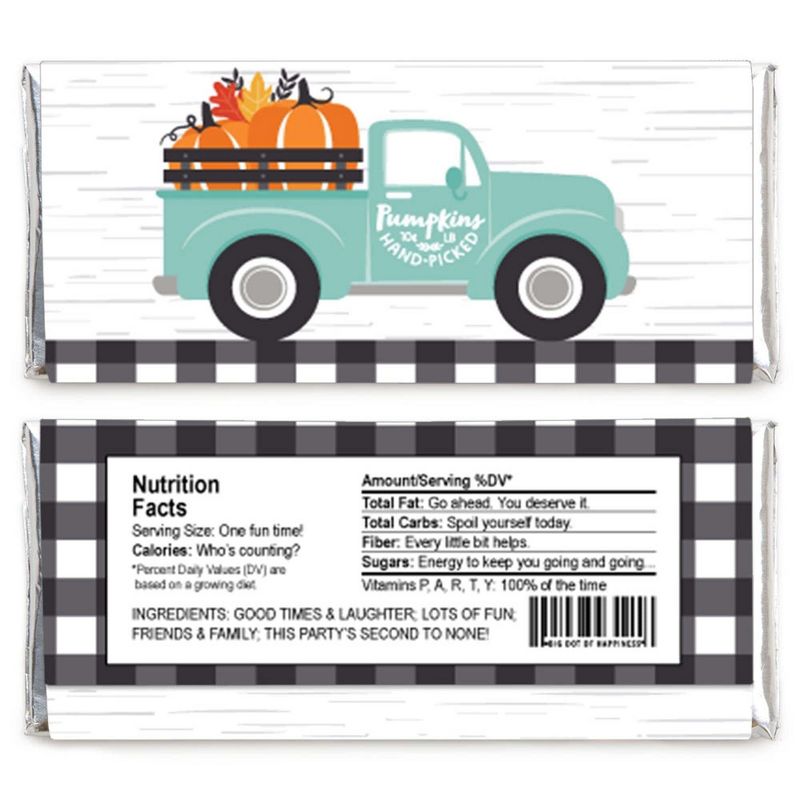 Big Dot of Happiness Happy Fall Truck - Candy Bar Wrapper Harvest Pumpkin Party Favors - Set of 24, 2 of 5