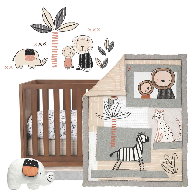 Lambs & Ivy Patchwork Jungle 5-Piece Nursery Baby Crib Bedding Set, 1 of 11