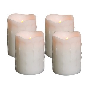LED Dripping Wax Pillar Candles – 4"H – Flameless Home Decor Set of 4 By Melrose - 1 of 3