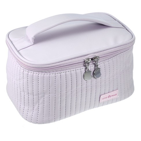 Unique Bargains Pu Leather Waterproof Makeup Bag Cosmetic Case Makeup Bag  For Women L Size Pink 1 Pcs : Target