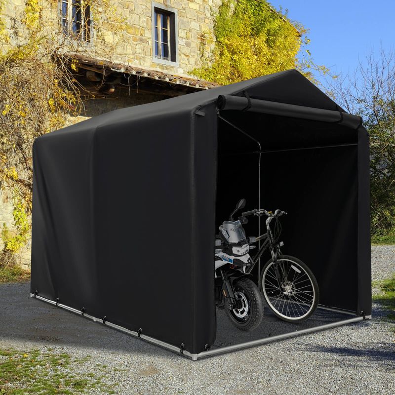 Costway 7 x 5.2' Heavy Duty Storage Shelter Outdoor Bike Storage Tent with Waterproof Cover, 2 of 11