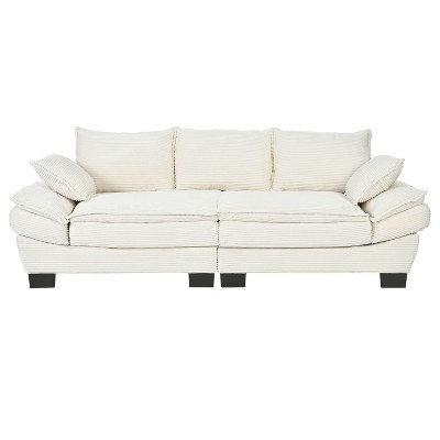NicBex 80.3 Inch Modern Corduroy Curved Sofa,Upholstered Couch with 2 Throw Pillows for Living Room,Bedroom,Office,Apartment