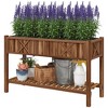 Outsunny Wooden Raised Planter Box, 47 x 22 x 31.5in Raised Flower Bed with Storage Shelf, Drainage Holes and Liner - 4 of 4