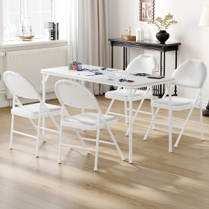 5-Piece Folding Table and Chairs Set – Portable Card Table with 4 Chairs, Scratch & Stain Resistant - 1 of 4