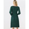 Allegra K Women's Knit Belted Round Neck Lantern Sleeves Casual Pleated Sweater Dresses - 4 of 4