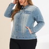 Agnes Orinda Women's Plus Size Button Front Chest Pockets Washed Casual Jean Jackets - 2 of 4