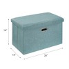 VECELO Folding Storage Ottoman Bench, End of Bed Linen Fabric Foot Rest Stool with Padded Seat, Large Footstool for Bedroom or Living Room - 3 of 4