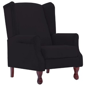 vidaXL Reclining Armchair - Adjustable Recliner with Comfortable Cushion, Classic Fabric Upholstery, Wooden Frame, Soft Sponge Padding, Black - 1 of 4