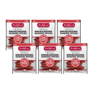 Bridgford Smokehouse Sausage Sticks Hot & Spicy 5 oz - Gluten Free High Protein Smoked Sausage Sticks for Many Dietary Preferences - 1 of 4