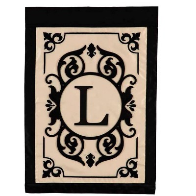 Evergreen Flag Cambridge Chic Letter L Monogram Applique Garden Flag - 12.5" Wide x 18" High