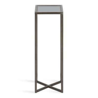 Jaspur Pewter Square Metal and Glass Compact Drink Table