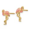 Black Bow Jewelry Pink Flamingo Post Earrings in 14k Yellow Gold and Enamel - 2 of 4