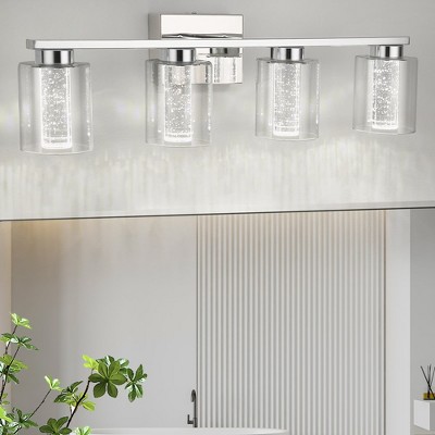 Bathroom Light Fixtures, Chrome Bathroom Vanity Light - 3 Color Dimmable Vanity Lights, Bathroom Lighting Fixtures Over Mirror