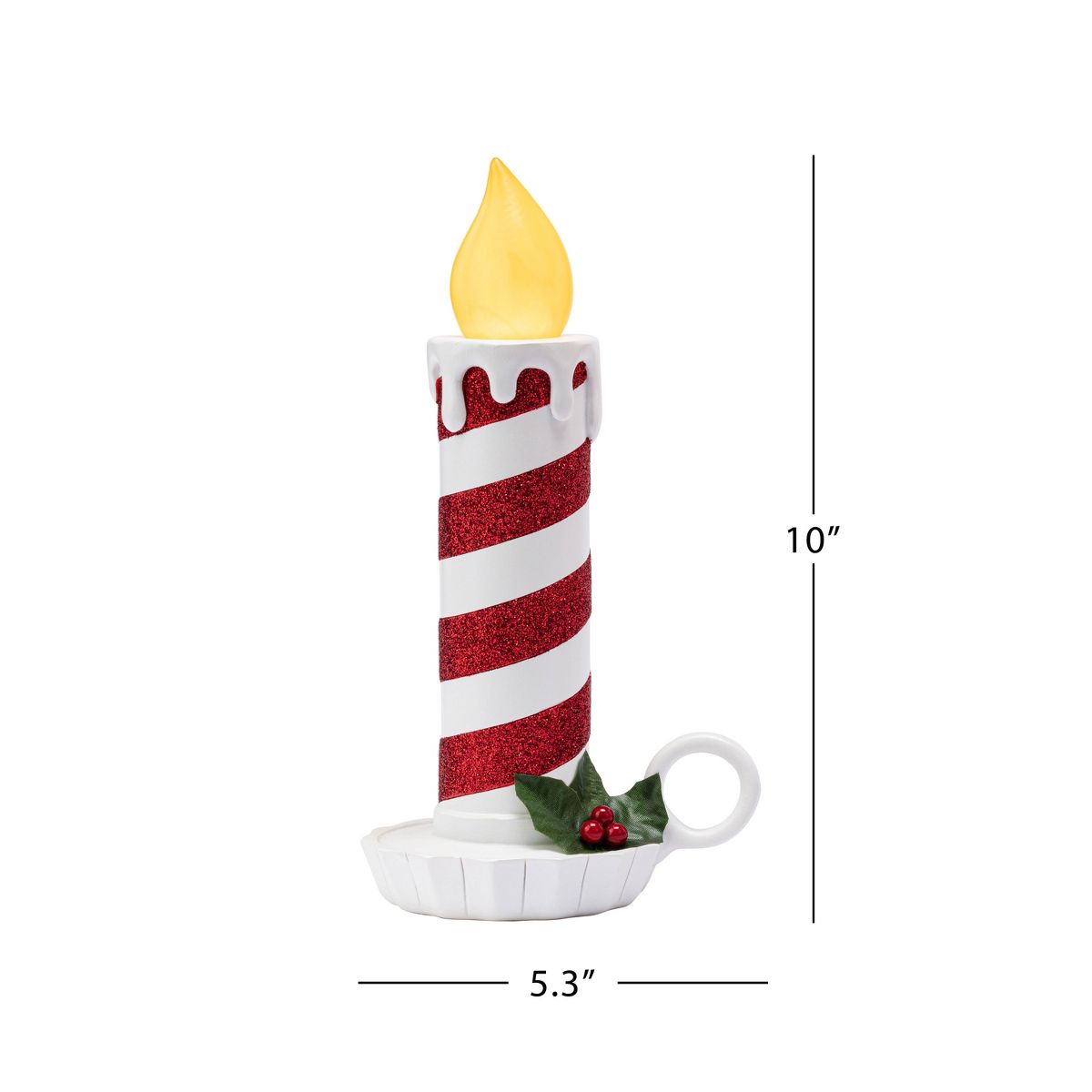 Mr. Christmas 9.5" Set of 2 Flickering LED Resin Glittery Striped Candles - Gold & Silver - thumbnail 4