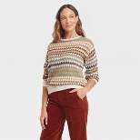 Women's Crewneck Pullover Sweater - Knox Rose™ Green Striped