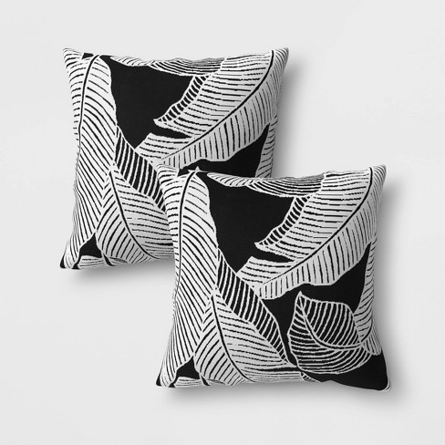 2pk Mod Palm Outdoor Throw Pillows Duraseason Fabric Black White Project 62 Target