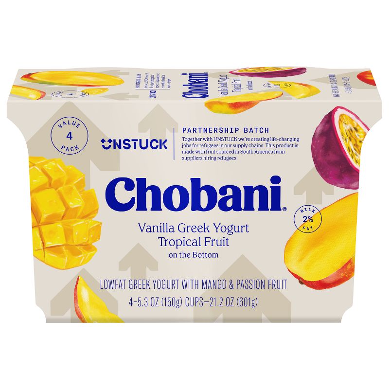 Chobani Unstuck Tropical Fruit on the Bottom Vanilla Greek Yogurt - 21.2oz/4ct, 1 of 8