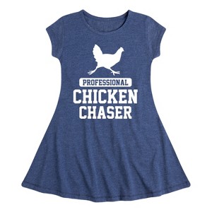 Girls' - Instant Message - Professional Chicken Chaser Fit & Flair Cap Sleeve Graphic Dress - 1 of 4