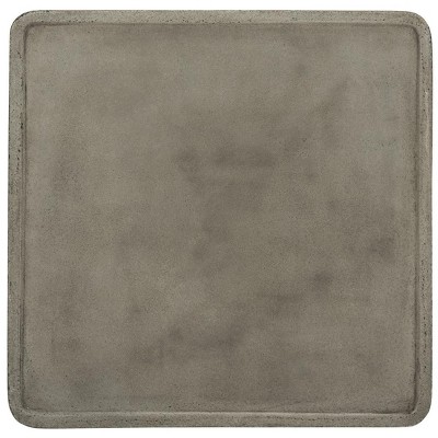 Delartin 22" Square Concrete and Oak Coffee Table in Dark Grey