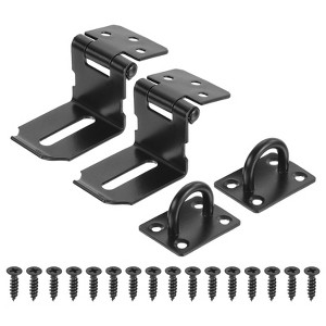 Unique Bargains Stainless Steel 90 Degree Security Padlock Hasp Lock Latch 2 Pcs - 1 of 3