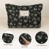 Unique Bargains Women's Portable Canvas Makeup Bag Black Pink 1 Pc - image 3 of 4