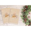 Linum Home Textiles Christmas Deer Pair - Embroidered Luxury 100% Turkish Cotton Hand Towels (Set of 2) - image 2 of 3